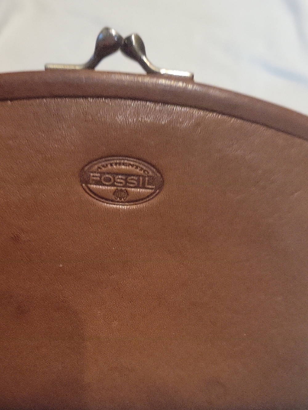 Fossil Brown Leather Kiss-Lock Coin Purse
